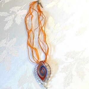 2/$15 orange and blue pendant necklace​​​​​